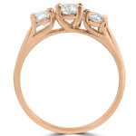 Rose Gold Yaffie 1ct 3-Stone Diamond Anniversary Engagement Ring