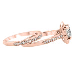 Vintage Engagement Ring and Wedding Band Set with Yaffie Rose Gold Halo Enhanced Diamonds (2 cttw)