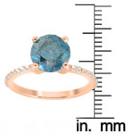 Sparkling Yaffie Blue Diamond Ring with 3 1/5 ct TDW in Rose Gold for Engagement or Anniversary