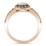 Custom Yaffie™ Ring: Rose Gold White & Black Diamond Halo (3/4 ct TDW)