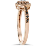 Custom Yaffie™ Ring: Rose Gold White & Black Diamond Halo (3/4 ct TDW)