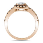 Bespoke Yaffie ™ White, Black Diamond Halo Ring with 0.75ct TDW in Rose Gold