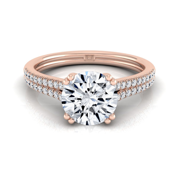Yaffie Double Prong Cathedral Ring: 5/8ctw Diamonds in Rose Gold Double Row