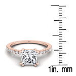 Yaffie White Diamond Petite Engagement Ring in Rose Gold