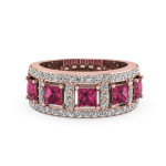 Sparkling Memories: Yaffie Rose Gold Anniversary Band with Diamonds and Sapphires