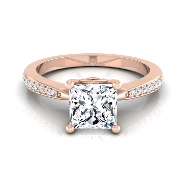 IGI-certified Princess-cut Diamond Engagement Ring with 1 1/8ct TDW in Yaffie Rose Gold