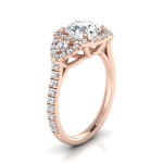 IGI-certified 1 2/3ct TDW Round 3-stone Engagement Ring - Yaffie Rose Gold Beauty with Diamond Pave Shank