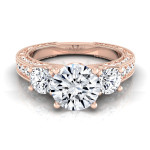 Rose Gold Yaffie Engagement Ring with IGI-Certified 1 7/8ct TDW Round 3-Stones