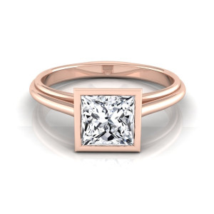 Yaffie Rose Gold Princess-cut Diamond Solitaire Ring-IGI Certified, 1ct TDW