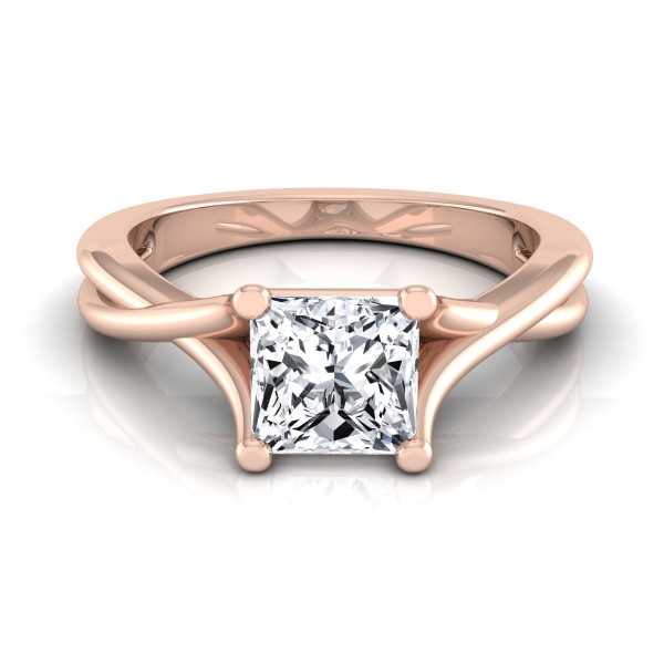 Yaffie Rose Gold Princess-cut Diamond Solitaire Engagement Ring - IGI Certified, 1ct TDW, Trellis Basket Design