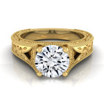 Enchanting Yaffie Rose Gold Engraved Diamond Engagement Ring, IGI-Certified - 1ct TDW & Millgrain Finish