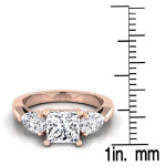 Certified 3-Stone Engagement Ring with Princess-Cut Center & Pear by Yaffie - 2ct TDW and Perfectly Rose Gold.