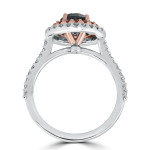 Yaffie Enchanting Double Halo Engagement Ring - White & Rose Gold with Blue & White Diamonds and Pink Topaz