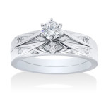 Sleek Modern Bridal Set with Yaffie White Gold and 0.35ct TDW Diamonds