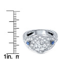 Vintage-inspired Yaffie White Gold Ring with 0.79ct TDW and a Pop of Blue Diamond.