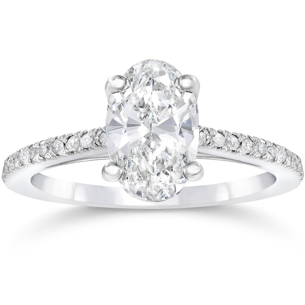 Shining Yaffie Oval Diamond Engagement Ring in White Gold with a Single Accent Row Setting and 1 1/10ct Solitaire Stone.