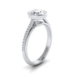 IGI-Certified Yaffie White Gold Bezel Solitaire Engagement Ring with Pave Shank and Sparkling 1 1/10ct TDW Diamond