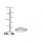 Sparkling Yaffie Princess Cut Diamond Halo Engagement and Wedding Ring Set in White Gold, 1 1/10ct TDW