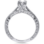 Sparkling Princess-cut Diamond Vintage Engagement Ring in Yaffie White Gold - 1 1/10ct TDW
