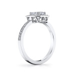 Certified Halo Emerald Cut Diamond Engagement Ring with 1 1/2 Carat TDW in White Gold by Yaffie.