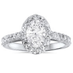 Elegant Yaffie Oval Diamond Halo Engagement Ring with 1 1/2ct White Gold Sparkle