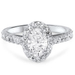 Elegant Yaffie Oval Diamond Halo Engagement Ring with 1 1/2ct White Gold Sparkle