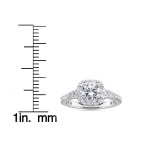 Diamonds in Halo: 1 1/2ct TDW Cushion Engagement Ring by Yaffie White Gold