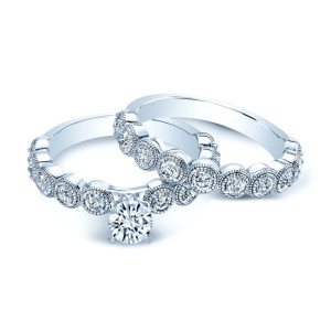 Bridal Set: Yaffie 1 1/2ct Diamond Ring in White Gold