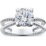 Braided White Gold Engagement Ring with a Brilliant Diamond