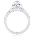 Yaffie Sparkling Marquise Diamond Ring Set with Halo Enhancement in White Gold - Perfect for Your Engagement and Wedding!