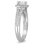 1.5ct TDW Round Diamond Halo Bridal Set in Yaffie White Gold