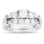 Yaffie Sparkling White Gold Diamond Engagement Set with 1 1/3ct Round Brilliant Stones