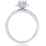 White Gold Oval Diamond Engagement & Wedding Ring Set with Halo (1 1/4 ct) by Yaffie