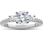 Eco-Friendly Yaffie Engagement Ring with 1 1/4 ct Round Diamond in White Gold, 3-Stone Design.
