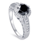 Customised Yaffie™ Black and White Diamond Engagement Ring with White Gold and 1 1/4ct TDW