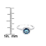 Halo Engagement Ring with Blue and White Diamond, 1 1/4ct TDW, Yaffie White Gold