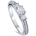1.25ct TDW Diamond Yaffie White Gold 3-Stone Engagement Ring