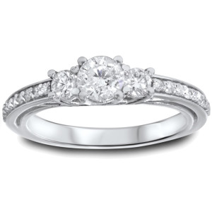 1.25ct TDW Diamond Yaffie White Gold 3-Stone Engagement Ring