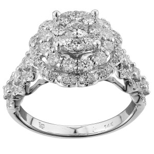 Radiant White Diamond Engagement Ring with 1 1/4ct. TDW by Yaffie in White Gold