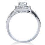 White Gold Bridal Set with 1 1/6ct TDW Sparkling Halo Diamonds by Yaffie