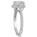 Yaffie White Gold Diamond Halo Engagement Ring with 1 1/8 Carat Total Weight