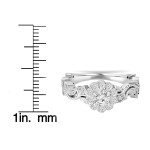 Vintage Pedal Engagement Wedding Ring with 1/2 ct TDW White Gold Diamond by Yaffie