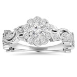 Vintage Pedal Engagement Ring with 1/2 ct TDW Diamonds in White Gold by Yaffie