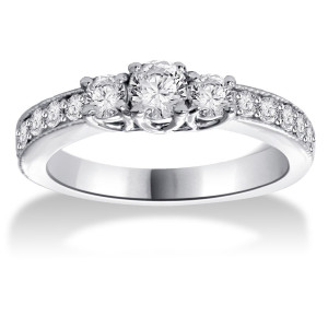 White Gold Three-Stone Diamond Ring with 1/2ct Total Diamond Weight by Yaffie