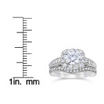 Vintage Bridal Set with a Cushion-cut Clarity Enhanced 1 3/4ct Diamond Halo in Yaffie White Gold