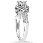 Vintage Halo Engagement Ring with 1 3/4ct TDW White Gold Diamonds by Yaffie