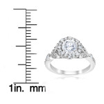 Vintage Halo Engagement Ring with Clarity Enhanced 1 3/8 ct TDW Diamonds in Yaffie White Gold