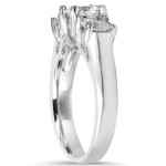 3-Stone Lab Grown Diamond Engagement Ring with 1 3/8ct Round Cut Center in White Gold by Yaffie