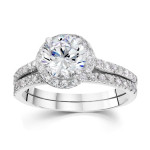 Bridal Beauty: Yaffie Halo Diamond Set in White Gold with 1 5/8ct TDW