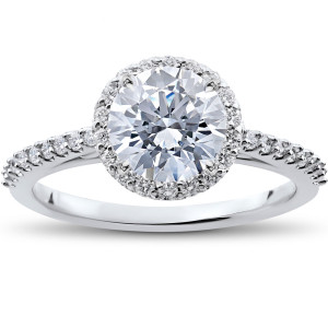 Eco-Friendly Yaffie Lab Diamond Halo Engagement Ring w/ 1.875 ct TDW